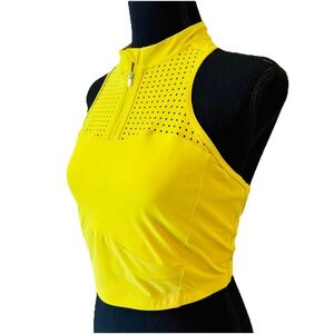 Lululemon Unleash Strength Bra Yellow Zip Front High Neck Size 12